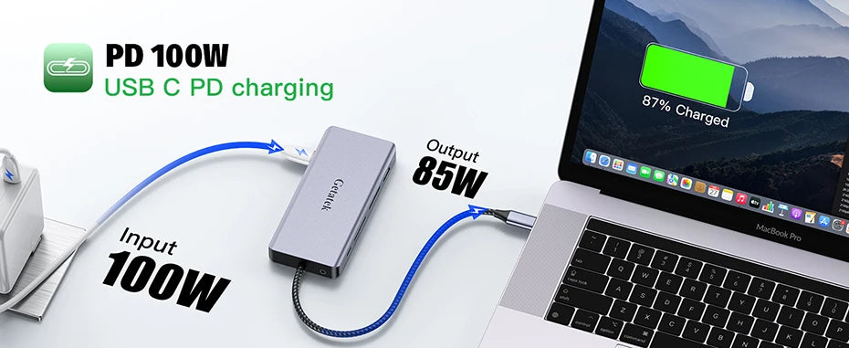 Getatek 13 in 1 Laptop USB C Docking Station 10Gbps USB C Hub with USB 3.2 Hub 4K HDMI VGA 100W PD Charging RJ45 for MacBook Pro