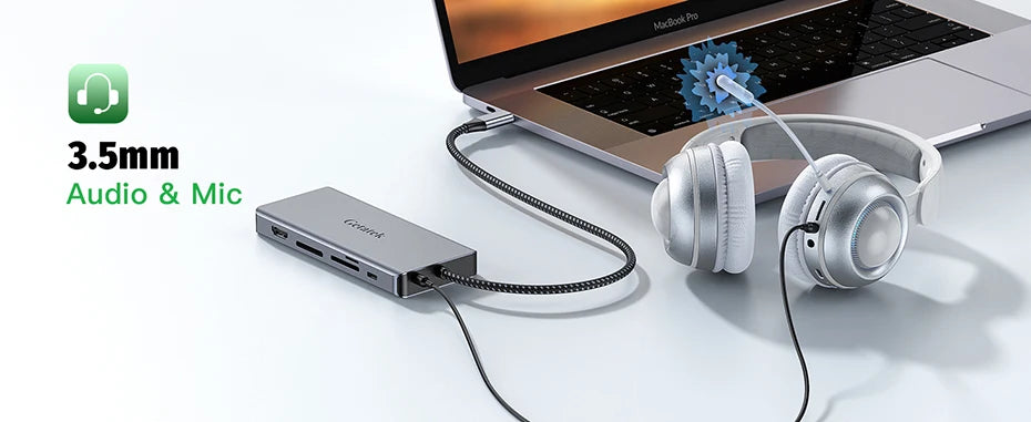 Getatek 13 in 1 Laptop USB C Docking Station 10Gbps USB C Hub with USB 3.2 Hub 4K HDMI VGA 100W PD Charging RJ45 for MacBook Pro