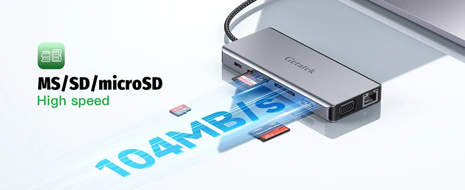 Getatek 13 in 1 Laptop USB C Docking Station 10Gbps USB C Hub with USB 3.2 Hub 4K HDMI VGA 100W PD Charging RJ45 for MacBook Pro