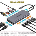 Getatek 13 in 1 Laptop USB C Docking Station 10Gbps USB C Hub with USB 3.2 Hub 4K HDMI VGA 100W PD Charging RJ45 for MacBook Pro