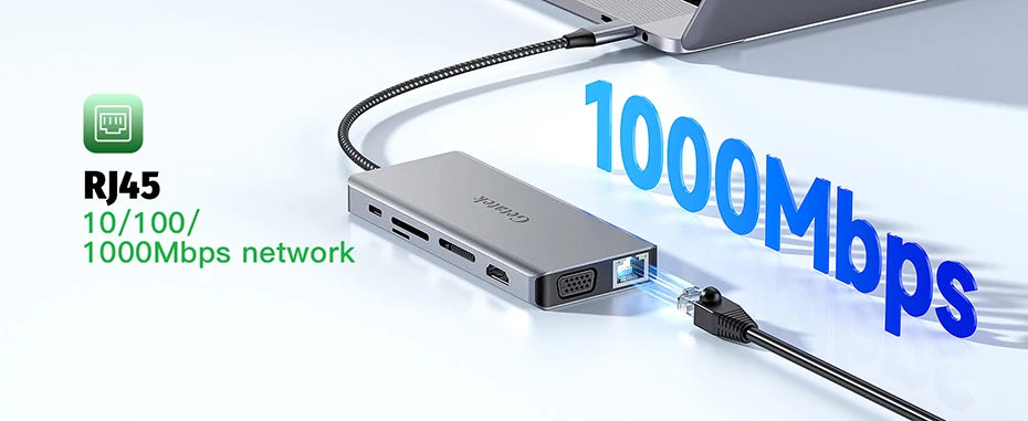 Getatek 13 in 1 Laptop USB C Docking Station 10Gbps USB C Hub with USB 3.2 Hub 4K HDMI VGA 100W PD Charging RJ45 for MacBook Pro